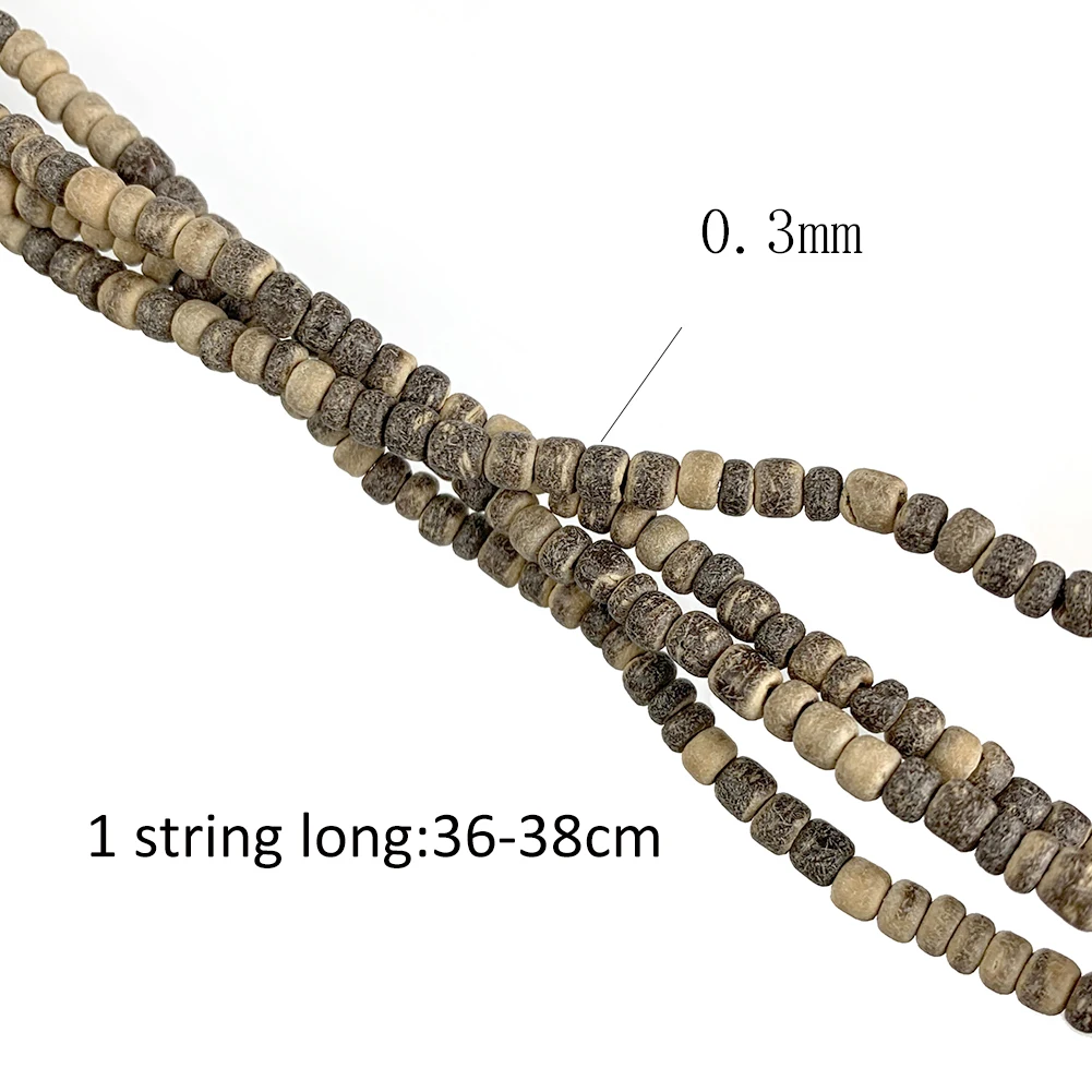 5 String 3mm Natural Coconut Shell Environmental Spacer Wooden Beads Round Diy Jewelry Making Necklace Bracelet Buddhist Jewelry