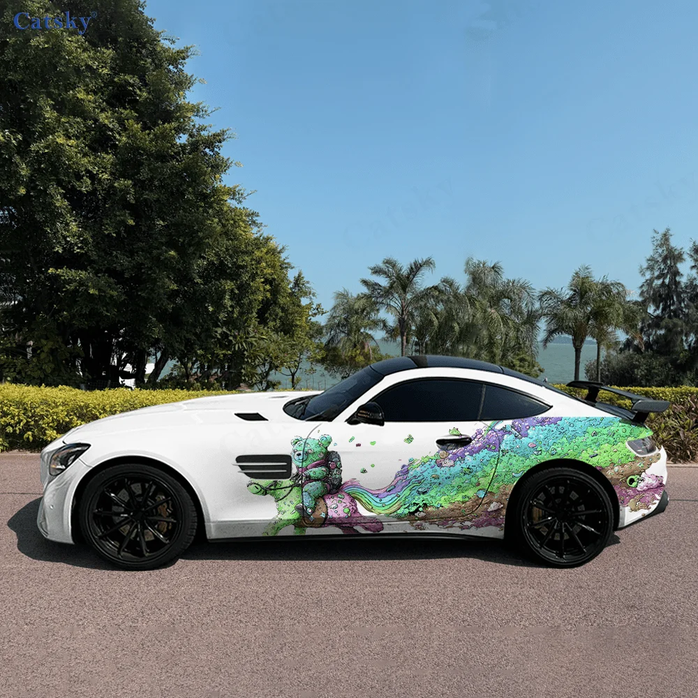 

Rainbow Bear Unicorn Car Side Sticker PVC Self Waterproof Stick, Striking Auto Exterior Accessories Decor Protect Gift for Lover