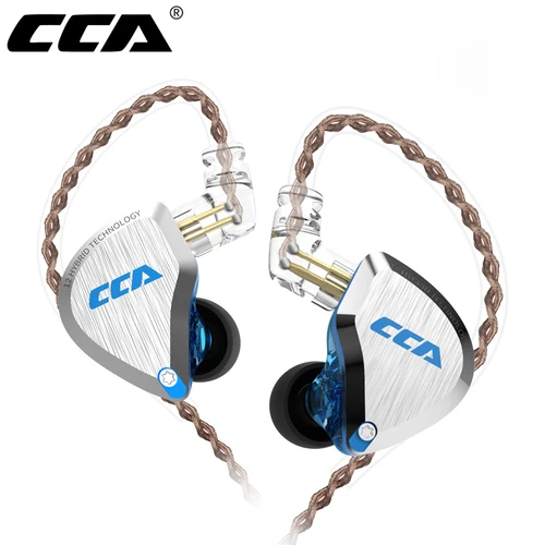 CCA C12 auriculares internos de Metal 5BA + 1DD auriculares híbridos HiFi IEM 12 unidades de controladores auriculares estéreo con cable de aislamiento de ruido 2 pines