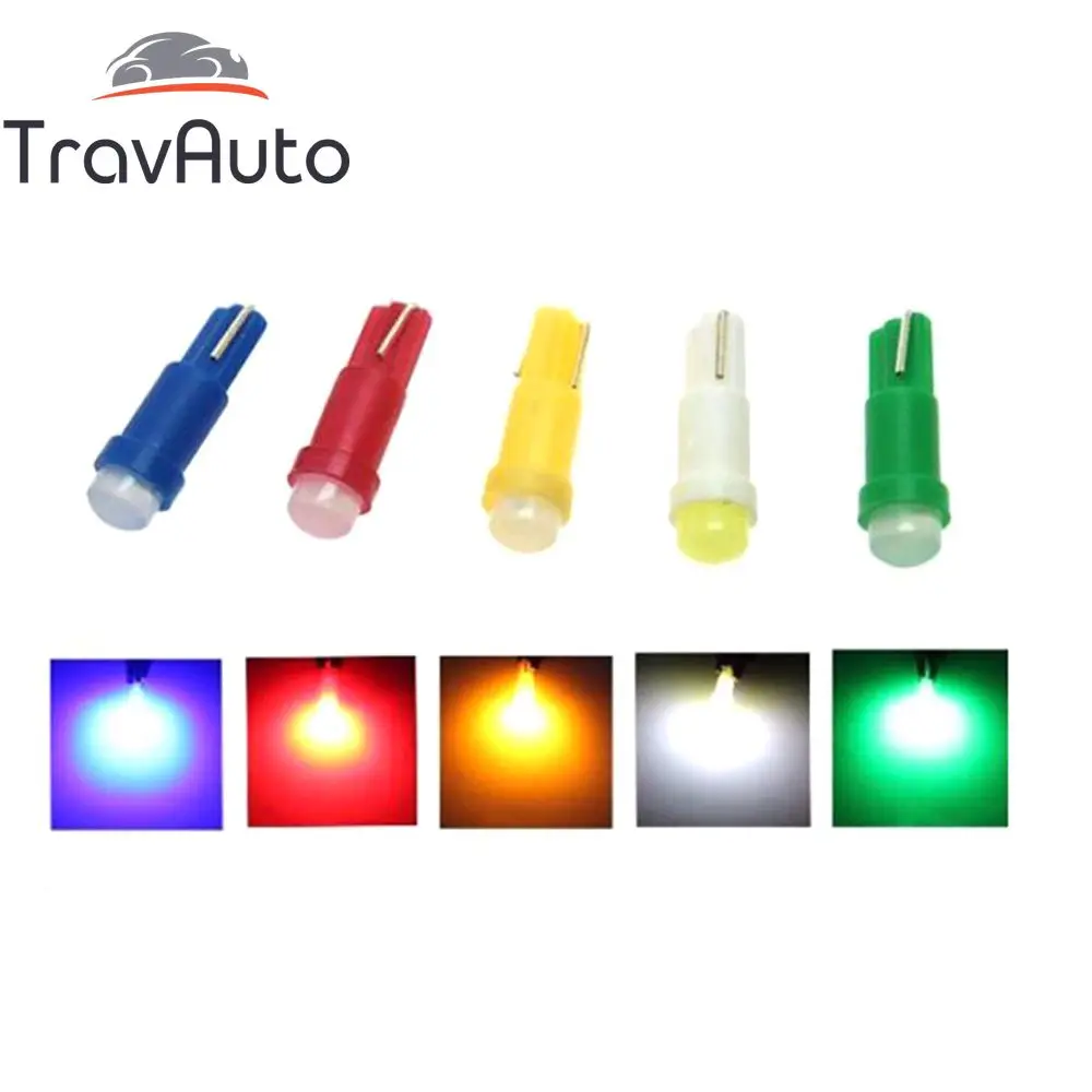 

10Pcs T5 Led Bulb Car Led Interior Dashboard Gauge Lamps 1SMD W1.2W W3W Warming Indicator / 5 Color