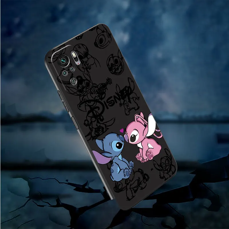 Coque de téléphone de dessin animé Disney pour Xiaomi, Stitch, Angies, Black Covers, Redmi Note 12, 13 ProPlus 10, 11Pro, 13C, 8, 11s, 7, 12c, 9s