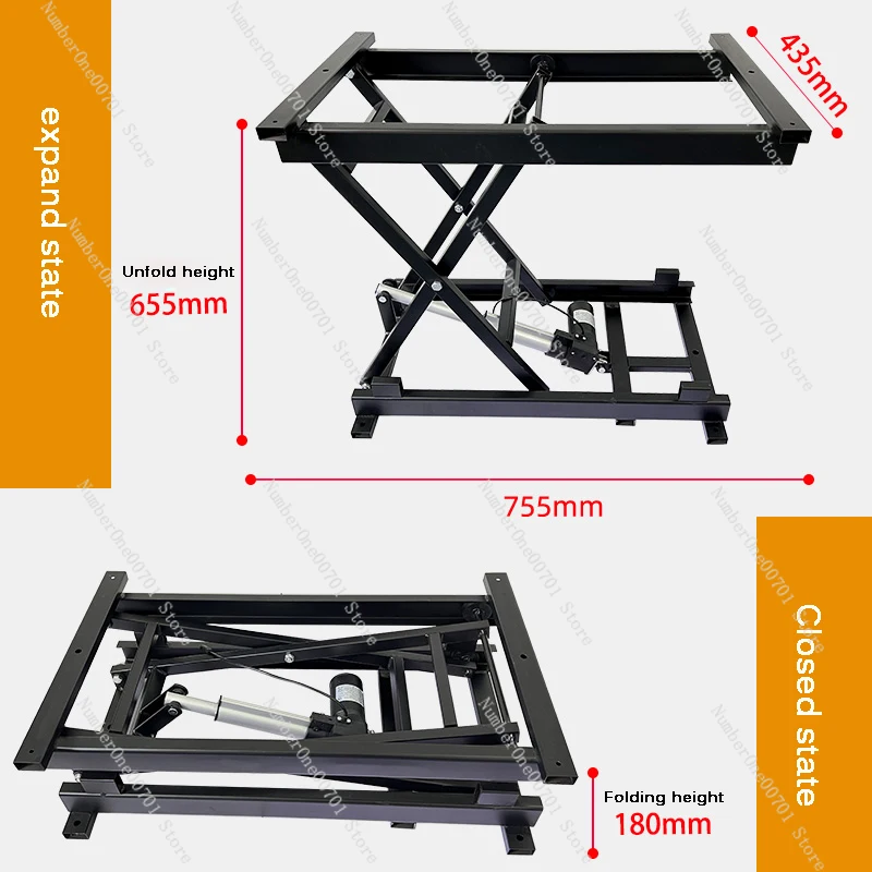 Electric Lift Tea Table 80kg 160kg Load Elevation Adjustable Platform Remote Control Motor Table Lifting Hardware Folding Iron F