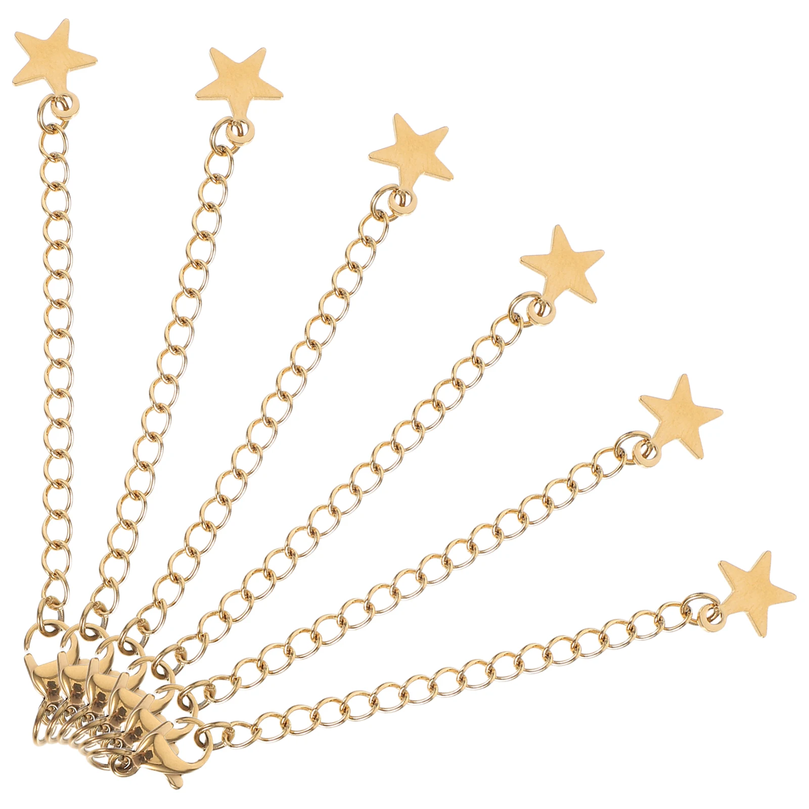 

6pcs Jewelry Extender Chain Set Stainless Steel 5Cm Adjustable Necklace Bracelet Tail Extension Lobster Clasp For Diy Making