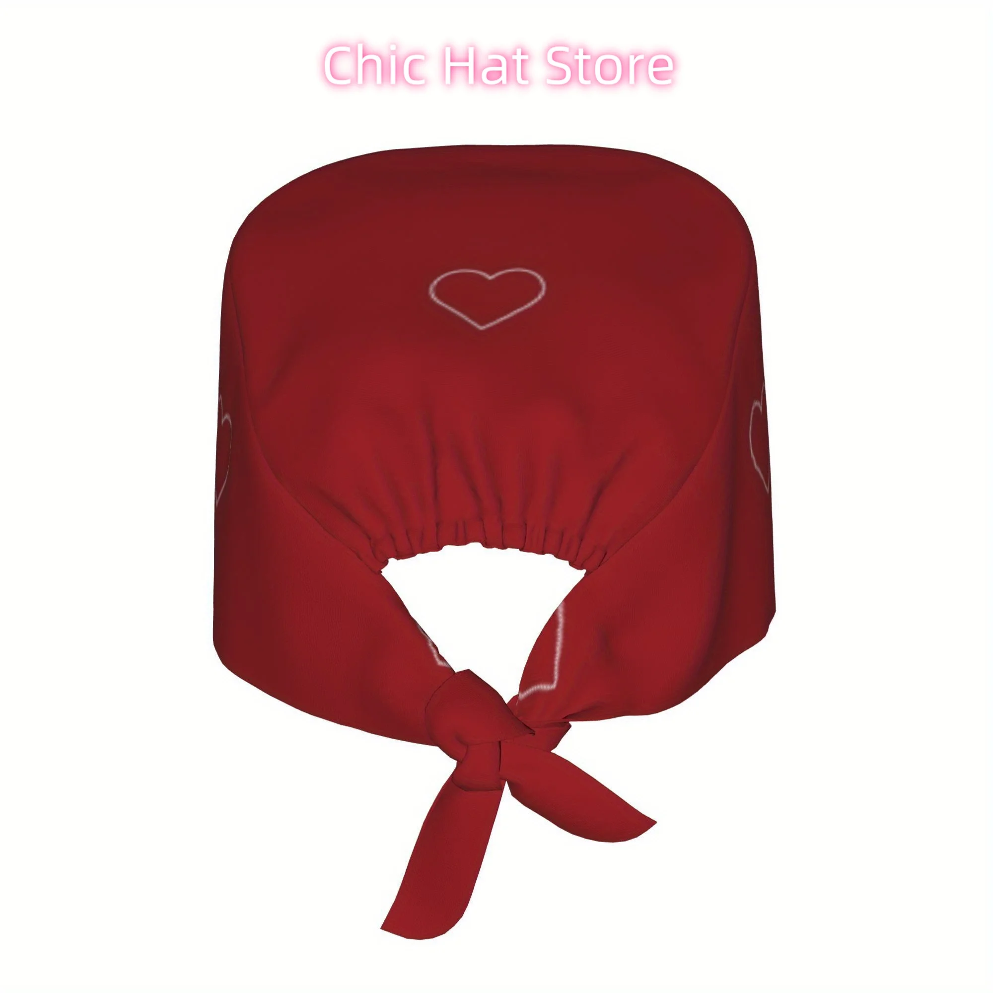 1pc of Red Unisex Fashionable Printed Work Cap - Lightweight Adjustable Skull Cap with Tie-Back, Suitable for Nurses, Dustproof