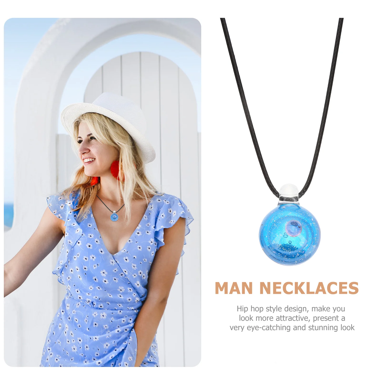 

2pcs Space Necklace For Women Ball Pendant Lightweight Clavicle Chain Aesthetic Planet Jewelry Dainty Neck Decoration Unique