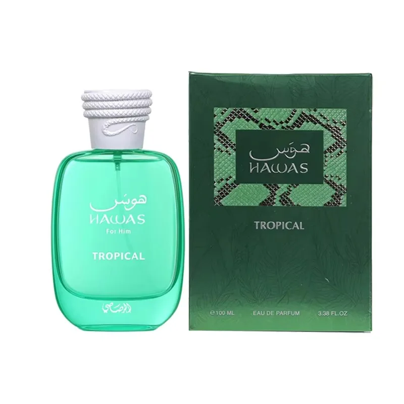 RASASI Hawas Tropical Eau de Parfum Spray 100ml عطور عربية أصلية تدوم طويلاً عطر فيرومونات خضراء مكياج كولونيا