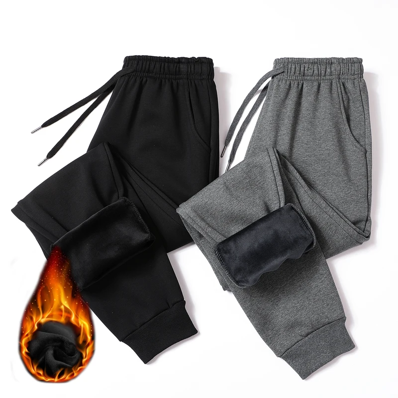 

Autumn Winter Men's Fleece Lined Thickened Joggers Thick Warm Pants Drawstring Casual Sports Pants Men's Trousers Sweatpants