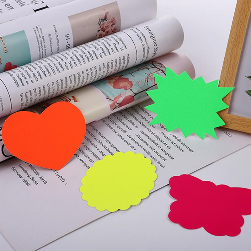 

50Pcs Commodity Price Tag Advertising Stickers Neon Sign Promotional Signs Shop Tags Market Fruit