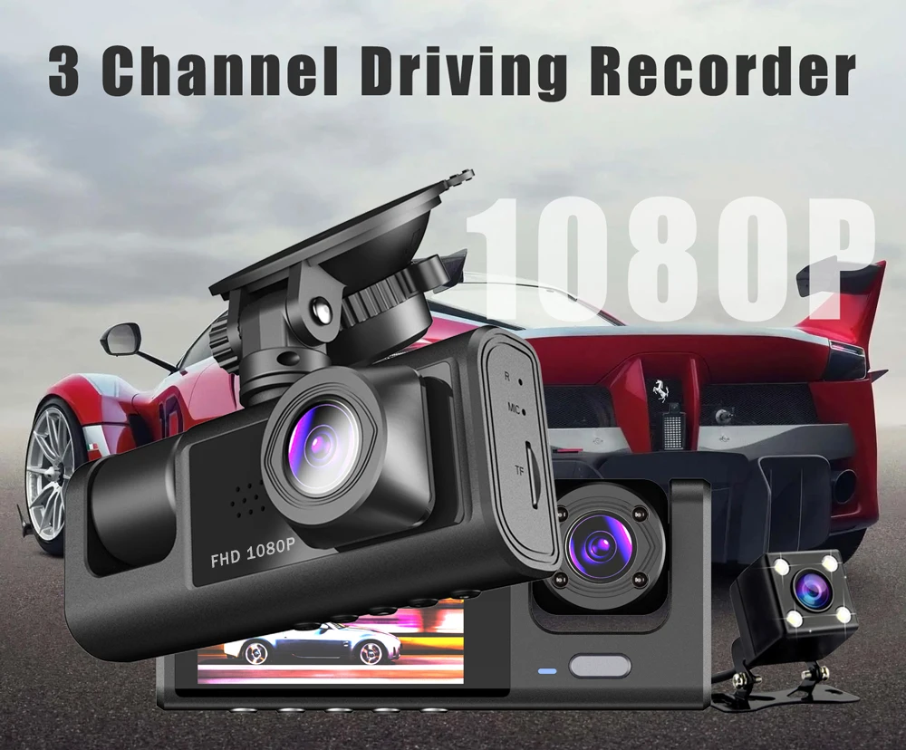 

3 channel car DVRHD1080P 3 lens car dashboard camera 3 channel camera DVR video recorder video register Dashcam camera with wifi