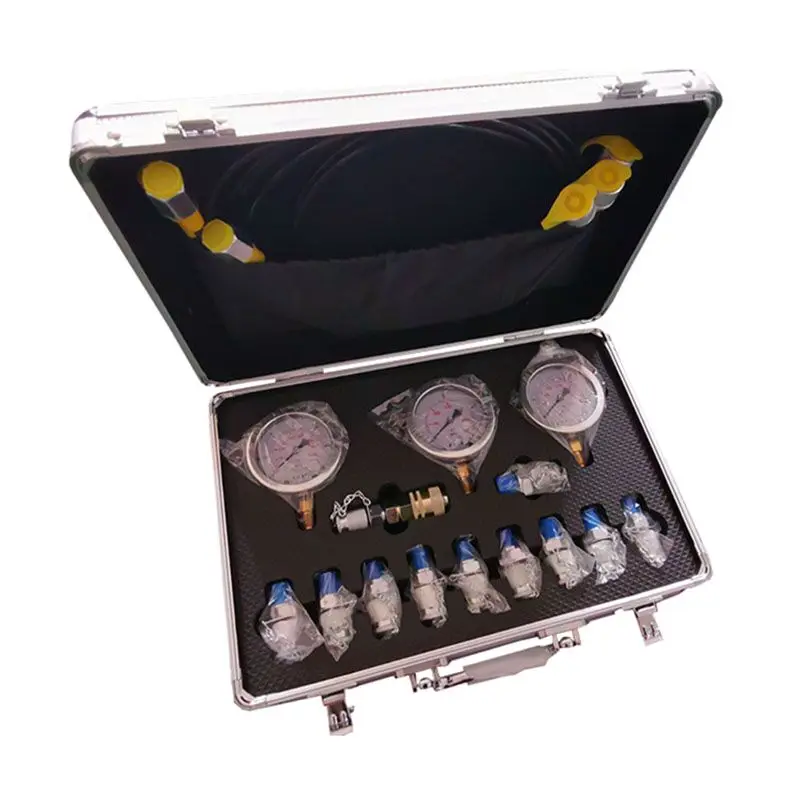 11-Piece Professional Excavator Hydraulic Pressure Gauge Test Kit Measuring Tool Box