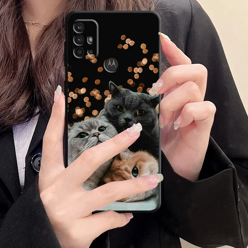 black Silicone Case for Motorola Moto G22 G50 G200 G31 G32 G82 G8 Power Lite G30 G71 5G G52 G72 G51 G60 Kim Haskins Cat Cover