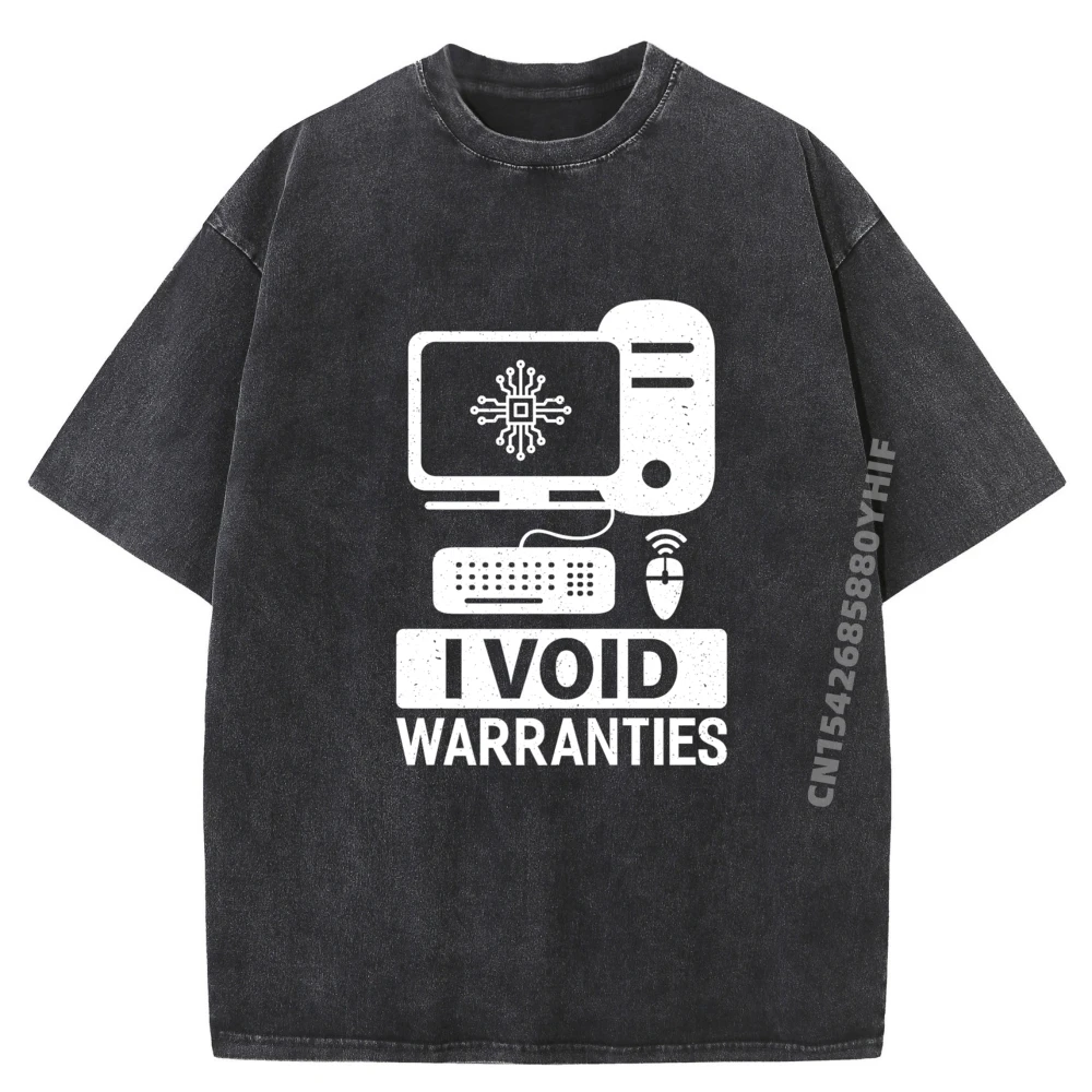 

I Void Warranties Design For Tech Supporting Guys Футболки с графическим рисунком Мужская потертая футболка большого размера Harajuku
