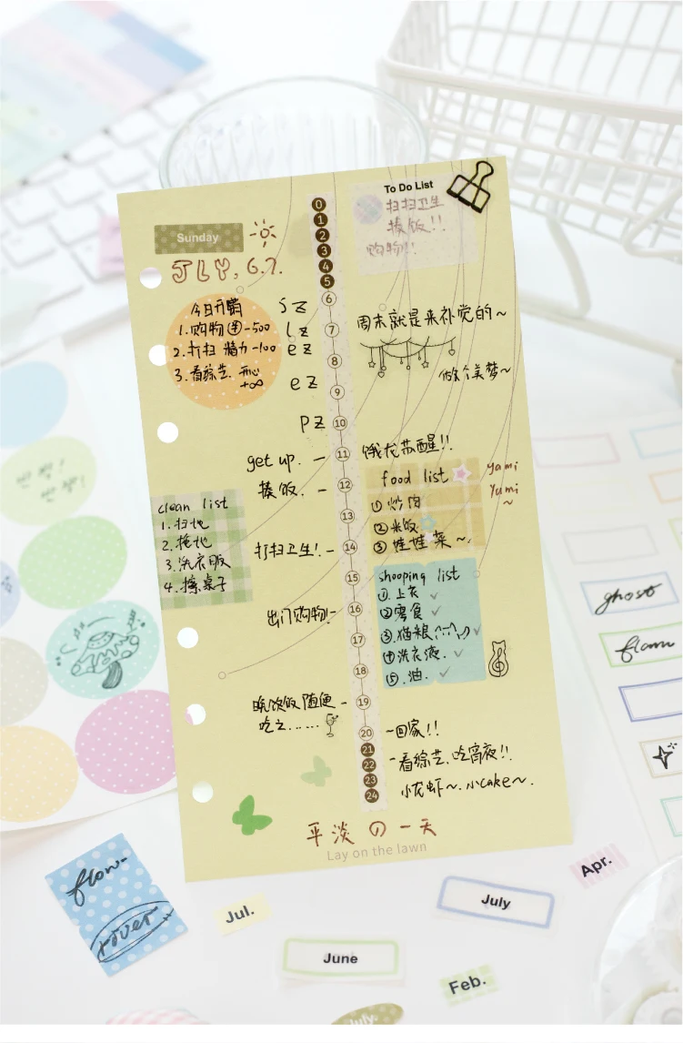 Journal GO 30pcs Mixed Material Date Planner Stickers PET & Washi Paper Index Sticker for Scrapbooking Colorful Number Month