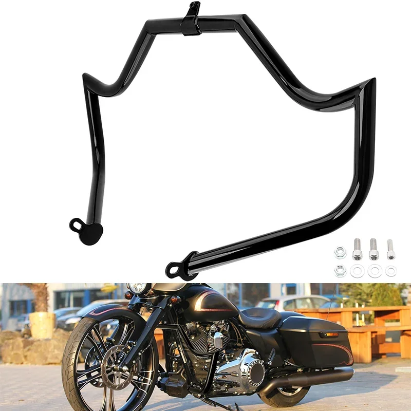 Motorcycle Engine Guard Crash Bar Protector Protection Gloss Black For Harley Touring Road King Street Glide Electra 2009-2023