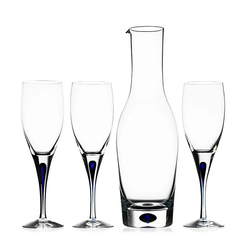 Handmade crystal glass, blue glass, household red wine glass, goblet, champagne glass, water glass wine glass set