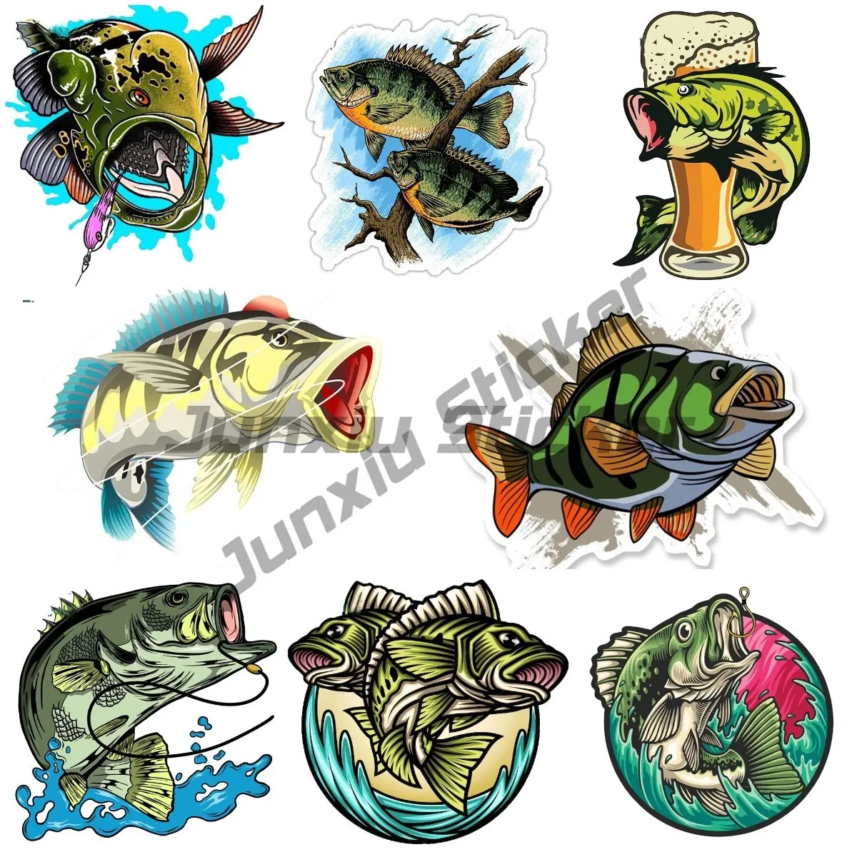 

Peacock Bass Fish Anime Car Stickers Motorcycle Decal Funny Vinyl Creativity Laptop Decals Decor Car Accessories