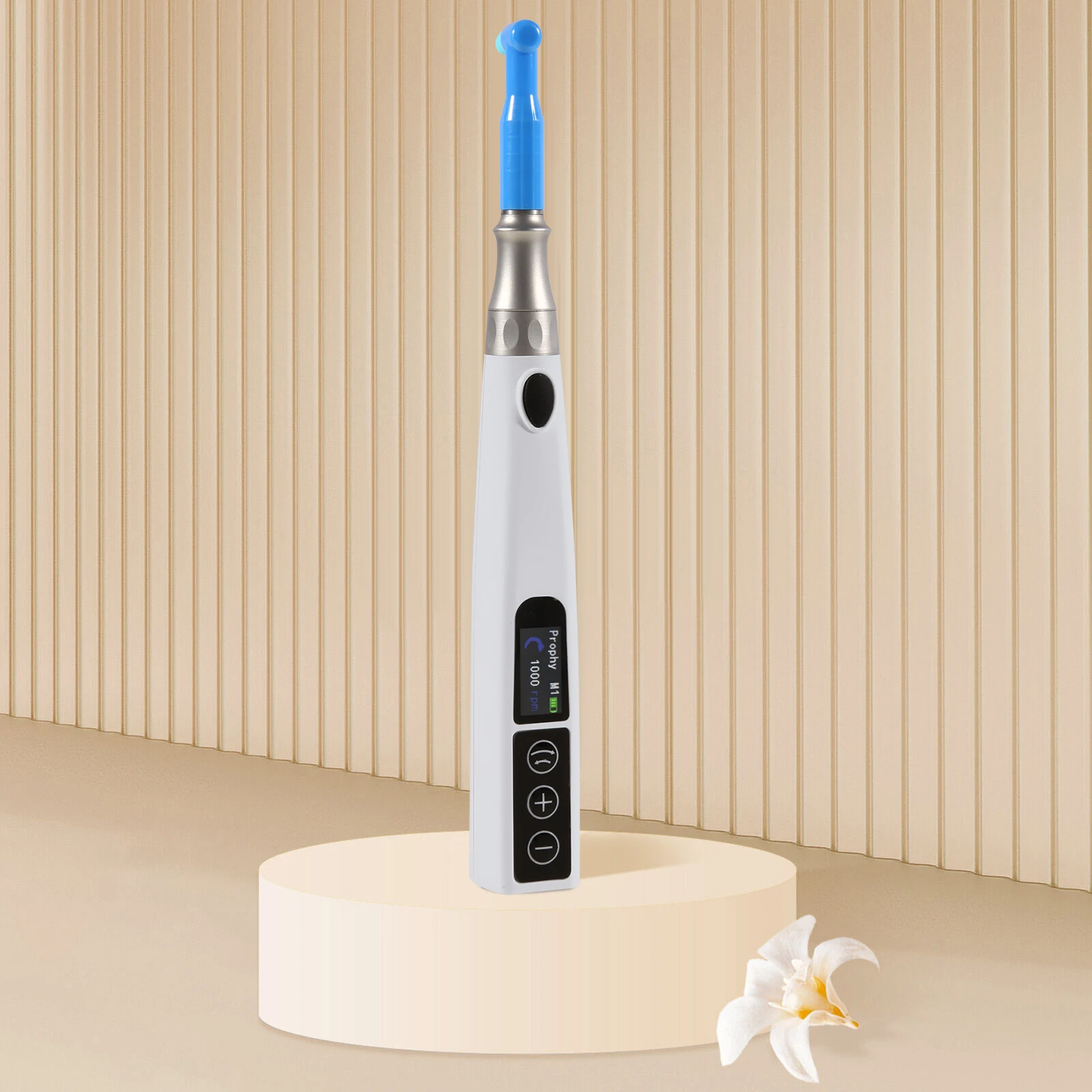 360° Swivel Dental Cordless Electric Hygiene Polishing Prophy Handpiece LCD Screen 4:1 Nose Cone + 2 Prophy Angles