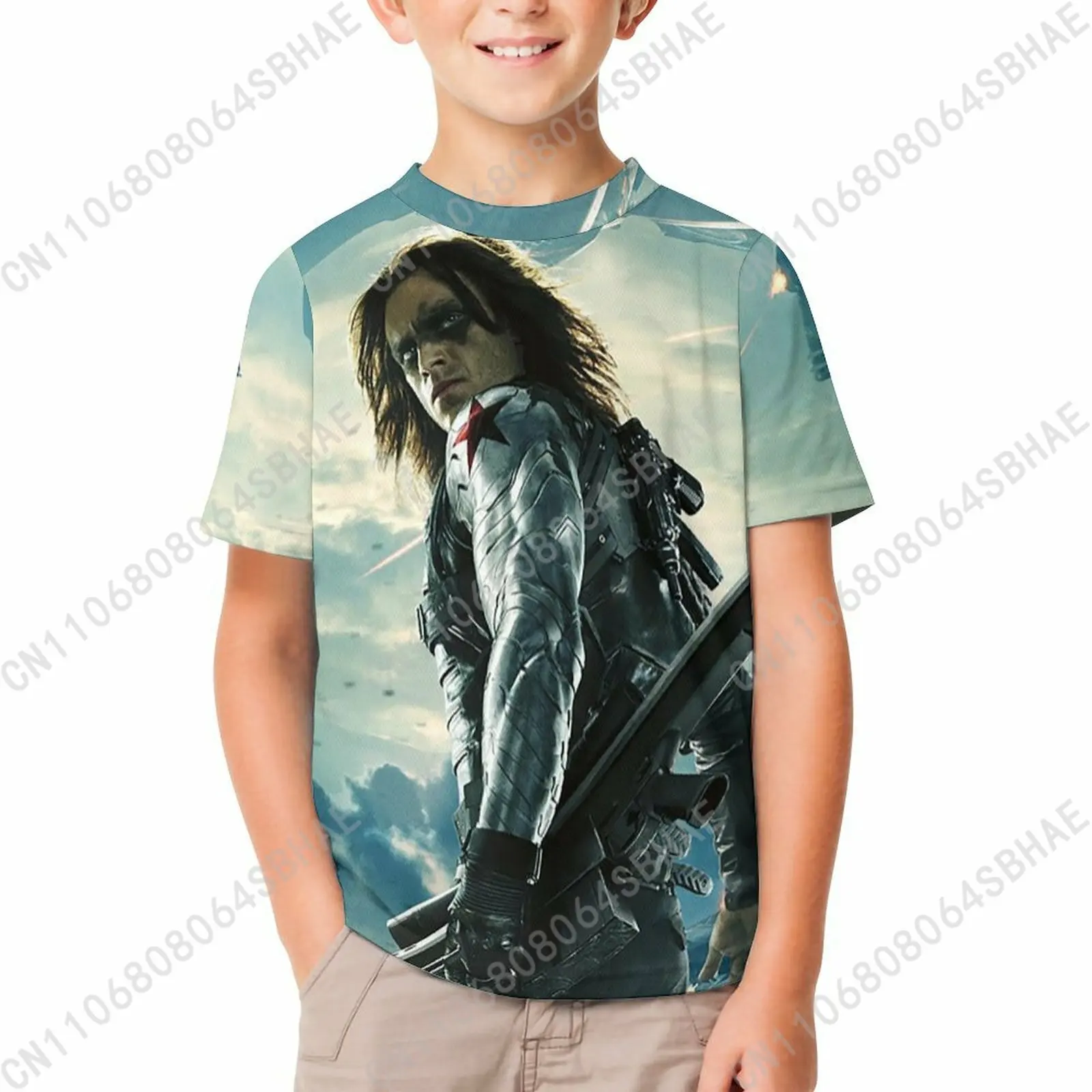 

Marvel Bucky Barnes T Shirt Boy Girl Short Sleeve Print Cotton TShirt Comfortable Crew Neck Children Child Tee Cosplay
