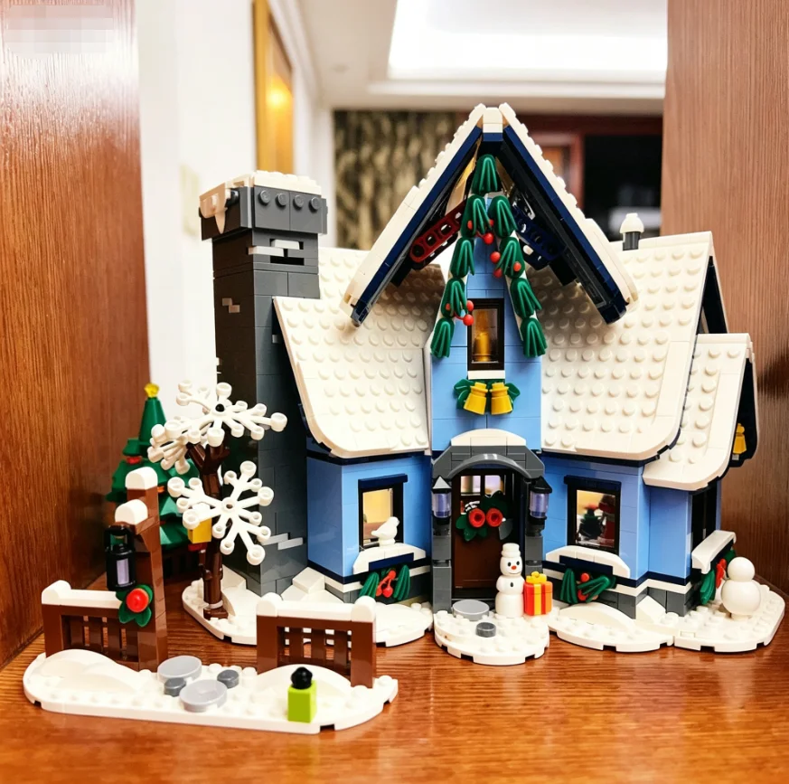 Big Sale Creative  Santa Claus has arrived Visited  House  Winter Village Building Block Toys for Christmas  Gifts