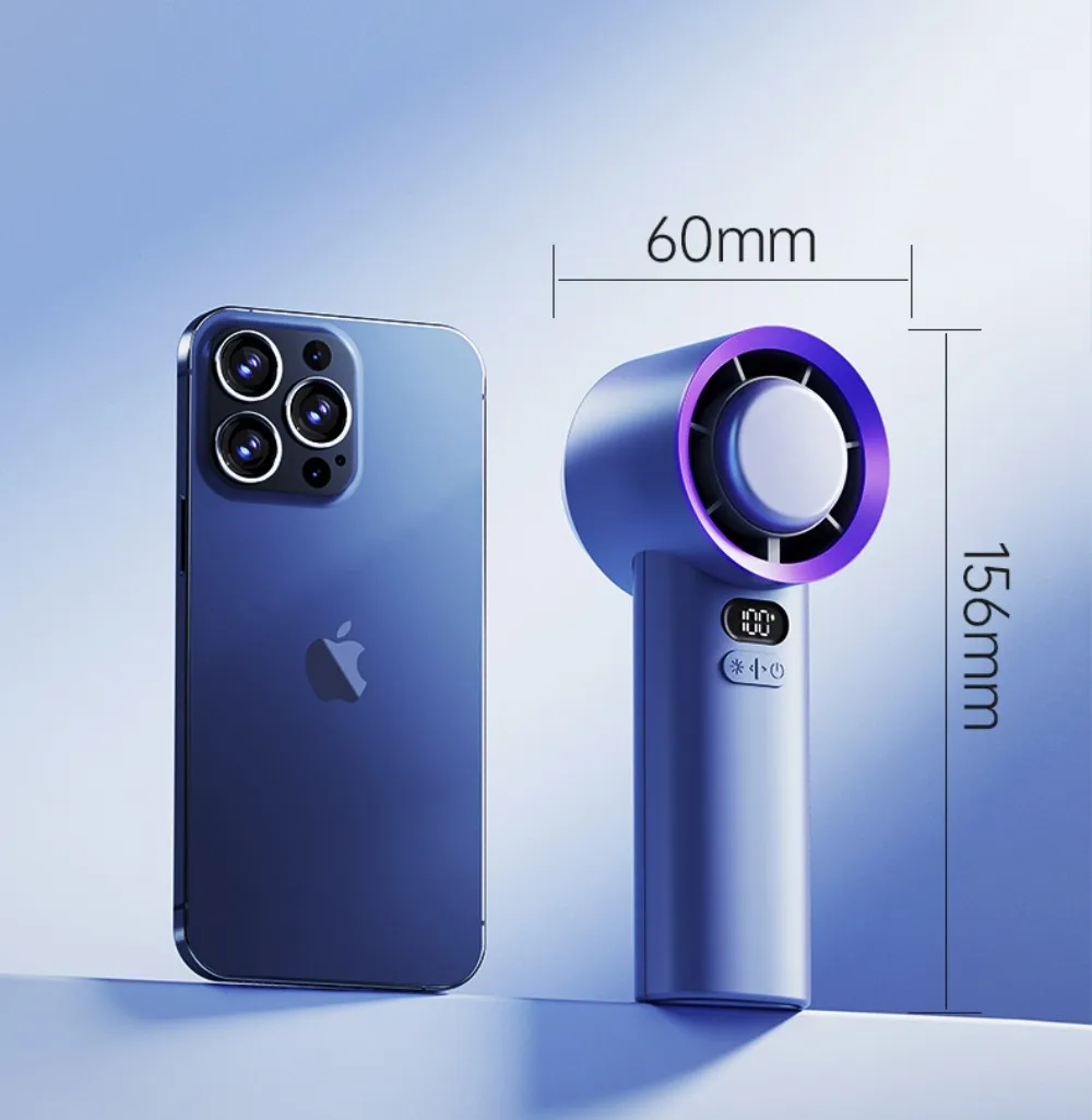 Handgehaltener Luftkühlungs-Mini-Turbo-Jet-Ventilator 4000mAh 100 einstellbare Geschwindigkeiten Tragbarer Eiskompressions-Ventilator für schnelle Kühlung im Freien – Detail 20