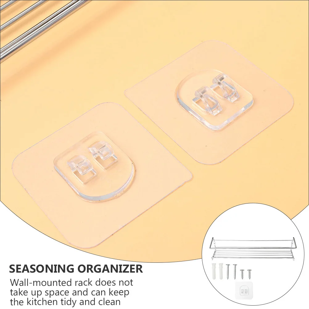 

3pcs Spice Rack Wall-Mounted Kitchen Seasoning Organizer Zinc Alloy Storage Shelf For Kitchen Wall Stand Steel Seasoning Rack