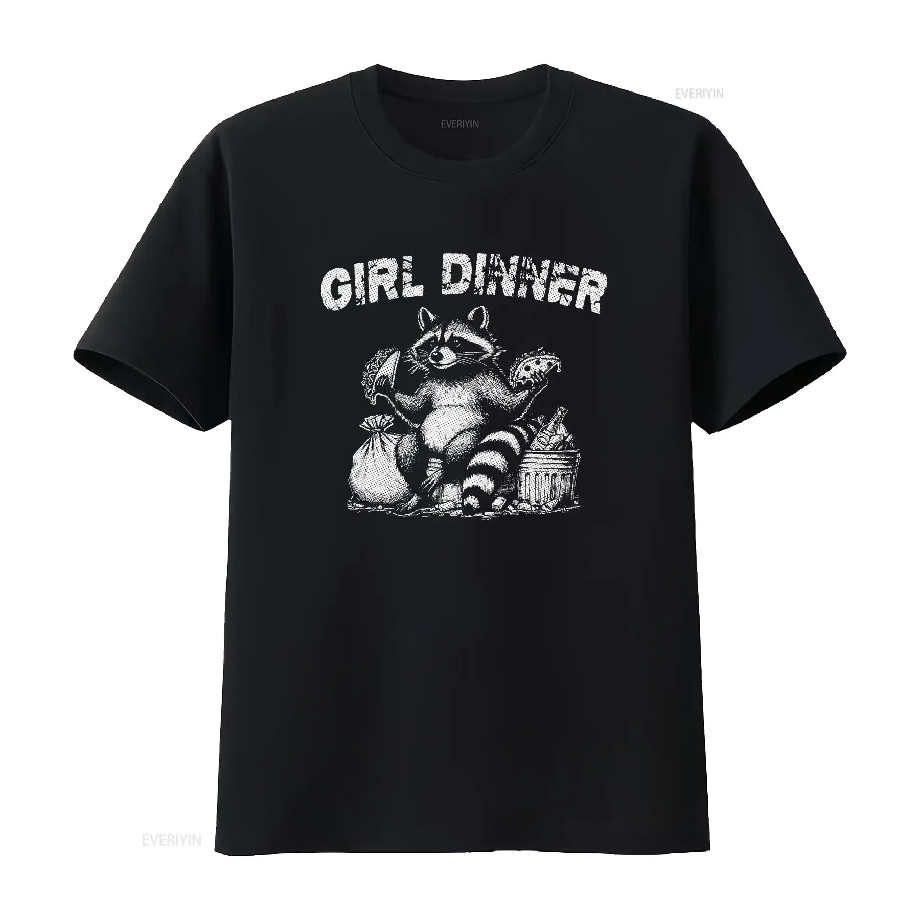 

Girl Dinner Raccoon T Shirt Funny Retro Trash Panda Meme Raccoons Vintage vintage Washed Casual Unisex Stylish graphic