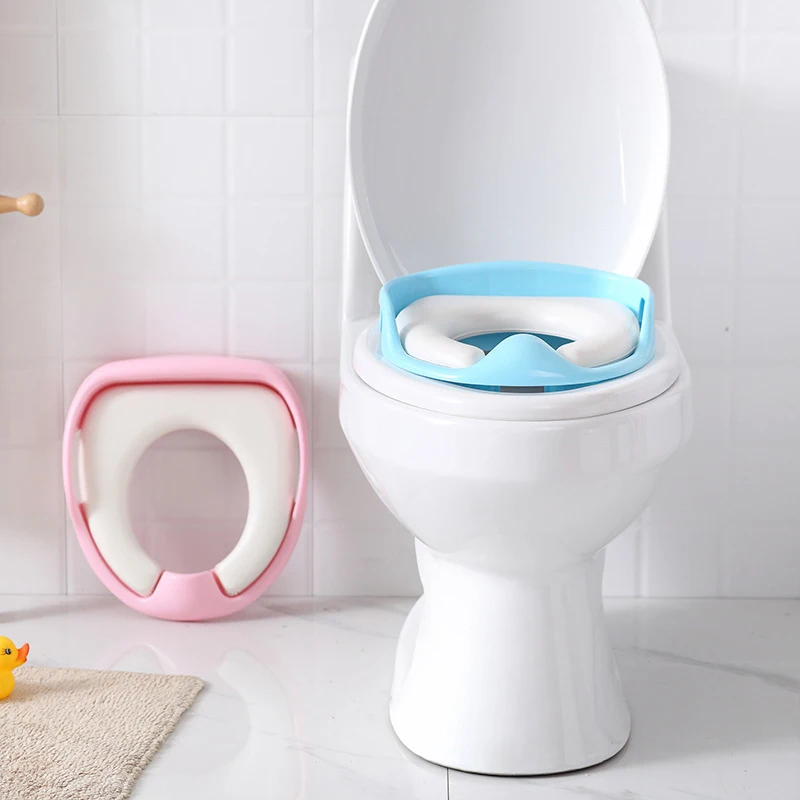 Bantalan lembut PVC dudukan toilet anak-anak portabel, kursi toilet latihan toilet bayi untuk bayi laki-laki dan perempuan