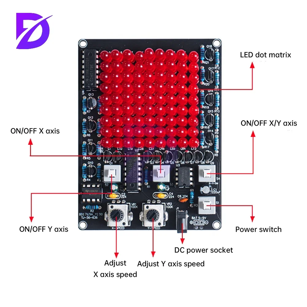 DC4.5-9V 81 LED Follow up Light Kit Game X/Y-axis Mobile Adjustable Flow Light DIY Welding Electronic Kit