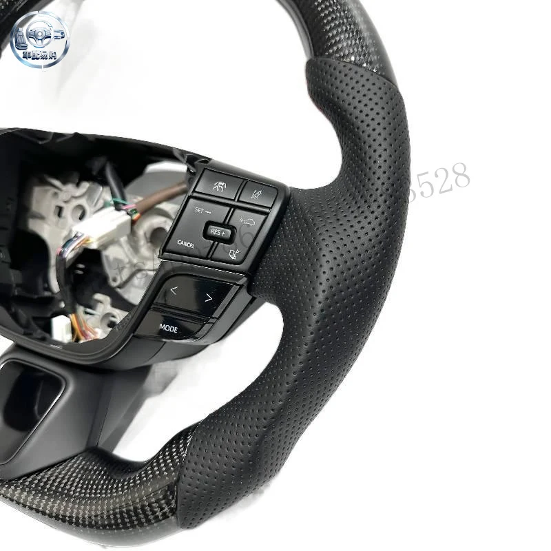 Brand New Carbon Fiber & Black Perforated Leather Steering Wheel, Direct Fit for Toyota Camry Alphard 40 Series 9th Gen