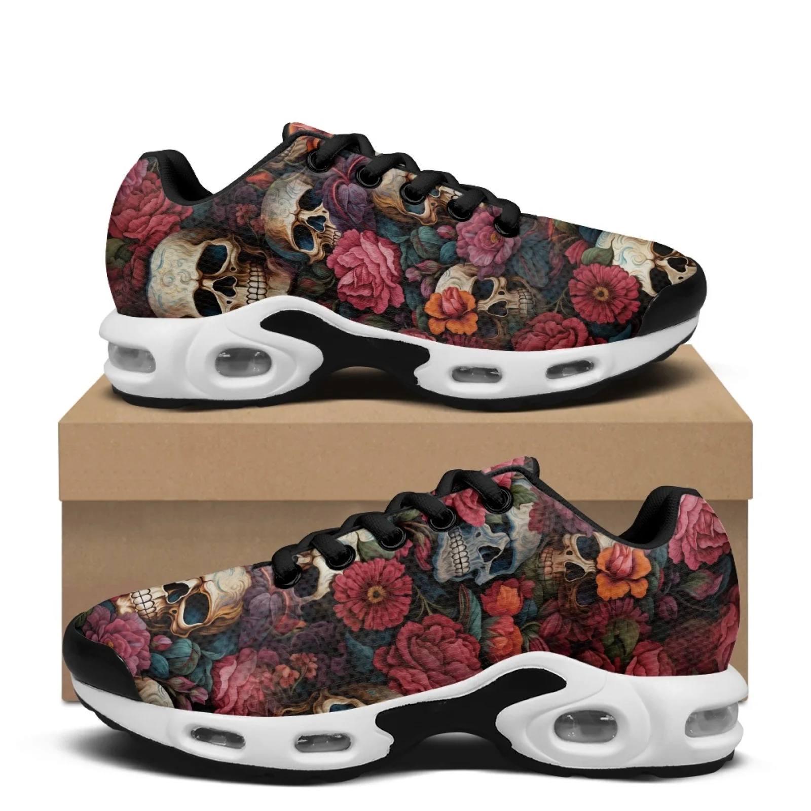 PENSTROLL Floral Skull Print Comfort Air Cushion Tennis Sneakers Tennis Shoes for Men Walking Jogging - view 2
