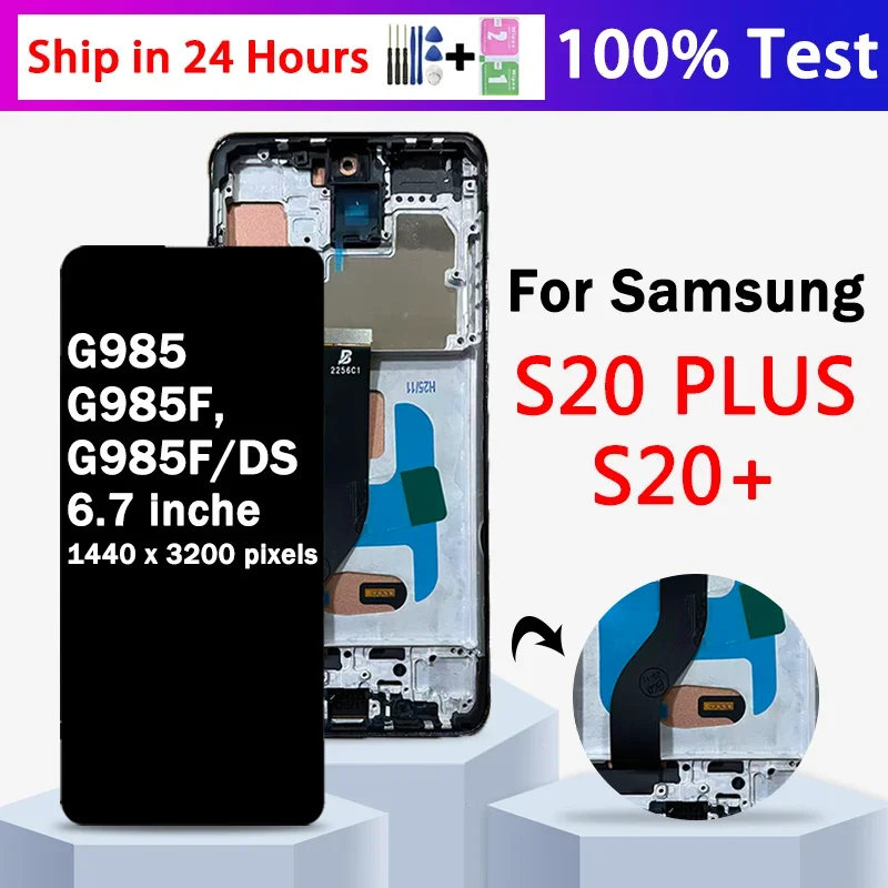 6.7" TFT Screen for Samsung S20 Plus with Frame, for Samsung S20+ G985F G986B Lcd Display Digital Touch Screen Replacement