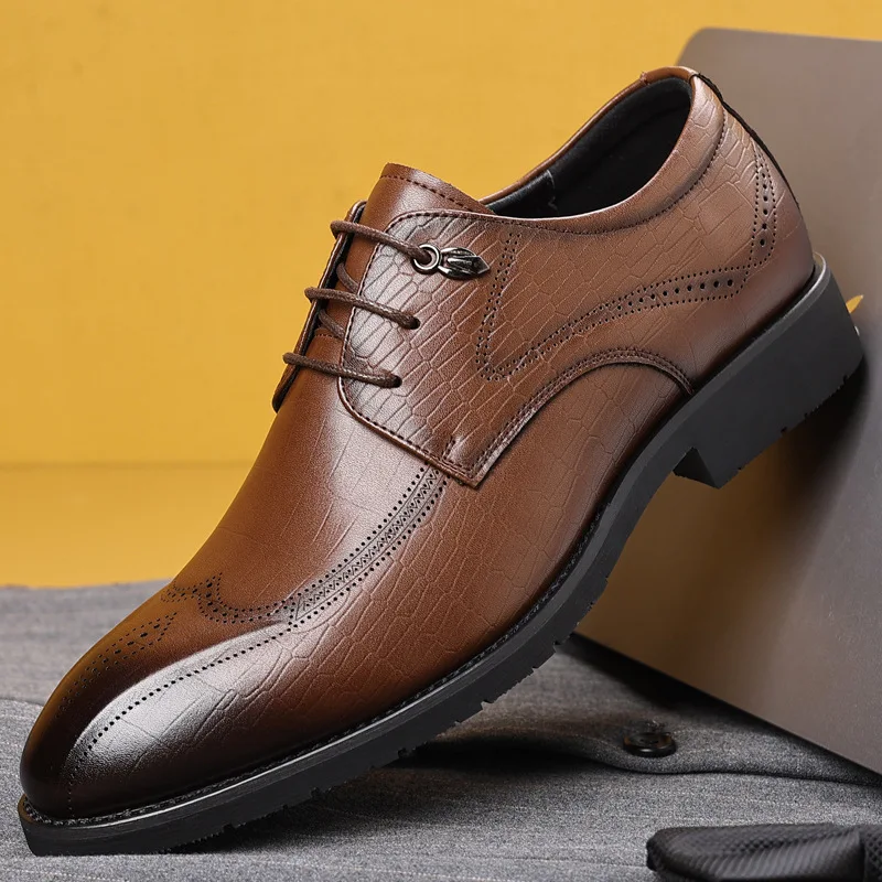 

Men's leather shoes, business trend British style suit, business dress shoes