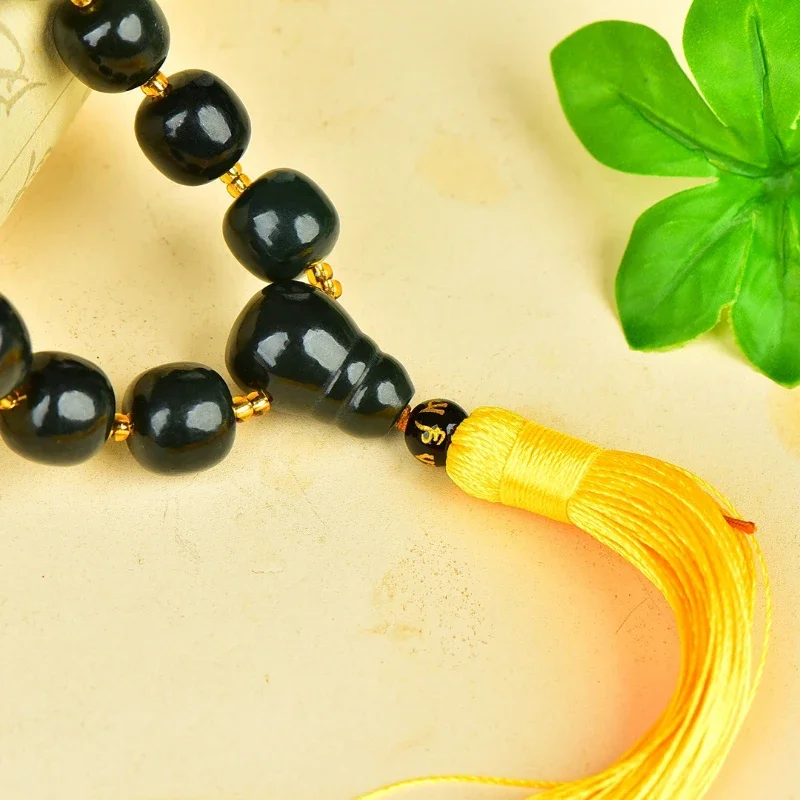 Natural Xinjiang Hetian Jade Handheld Buddha Beads Wenplay Bracelet Bracelet Men's and Women's Same Fashion Simple Accessories