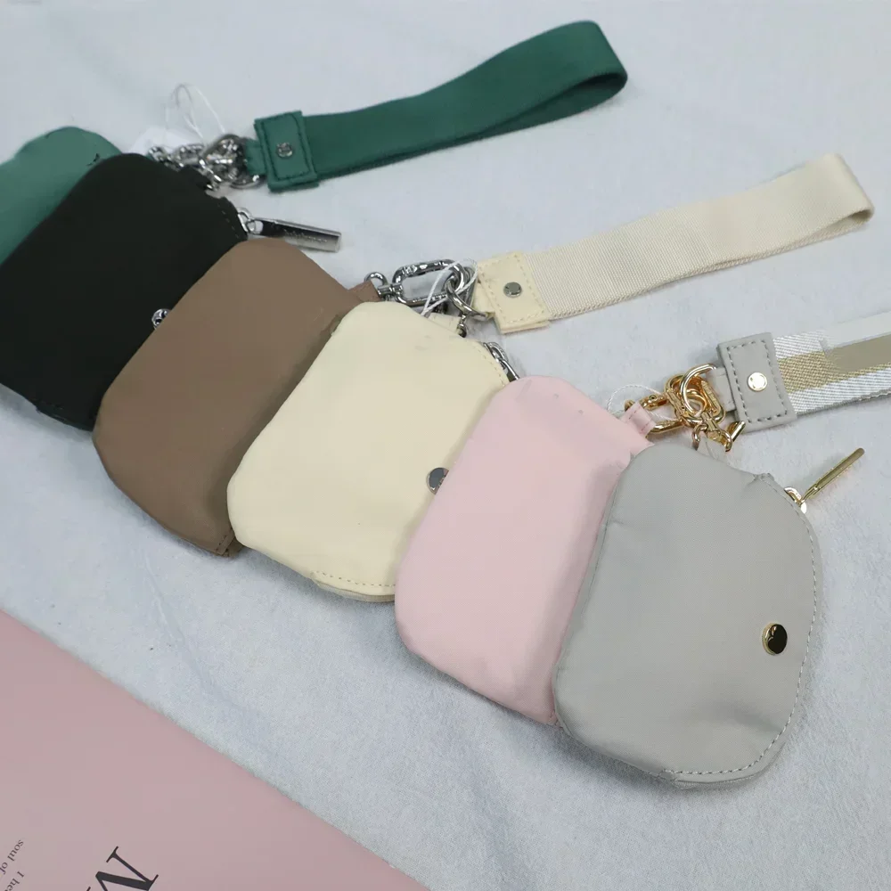 Mini cartera con cremallera para mujer, bolsa doble, bolso de muñeca portátil, bolsos de limón, Mini monedero