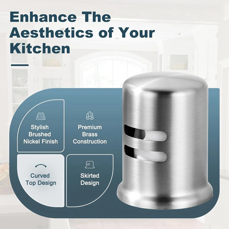 ABDJ-식기 세척기 공기 갭 커버, 주방 싱크대 용 식기 세척기 공기 갭 캡, 솔리드 브래스 식기 세척기 오버플로 벤트 캡 키트