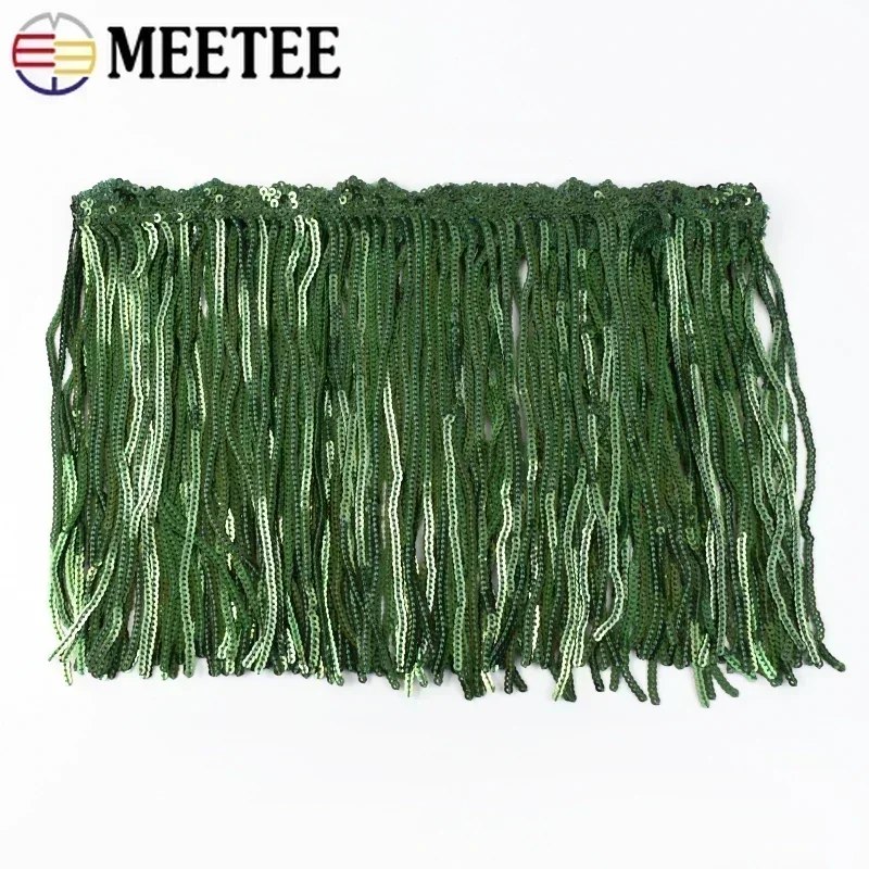 Meetee 1/2/3/5Yards 17cm Laser Sequins Tassel Lace Trim Glitter Fringe Ribbon for Show Clothes Dress Crafts Sewing Accessories