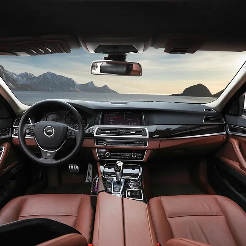 اكسسوارات لسيارات BMW 5 Series F10 F18 2011-17 سيارة الداخلية ناقل الحركة تكييف الهواء CD لوحة الباب مسند الذراع غطاء ملصقات السيارات