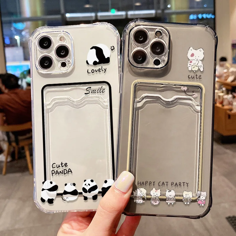 Cute Cartoon Animals Phone Case For iPhone 13 Case iPhone 15 11 16 14 12 17 Pro Max Air 7 8 Plus 16e XR SE Soft Card Bag Cover - view 2