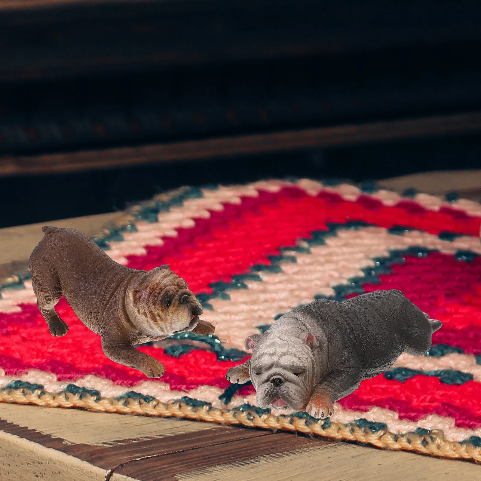 

2Pcs Simulation Bulldog Dog Figurines Realistic Plastic Models Desktop Home Decorative Puppy Statue Simulation Dog