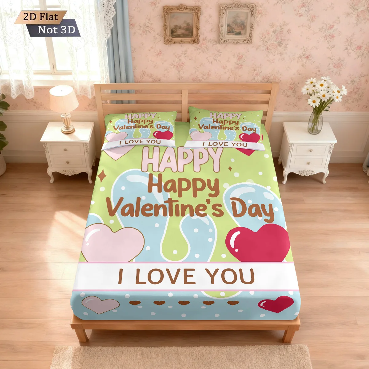 

3 шт., комплект одеял без скорлупы с принтом «Счастливая романтическая любовь» на День святого Валентина, разноцветное покрывало для спальни, постельное белье, праздничное украшение