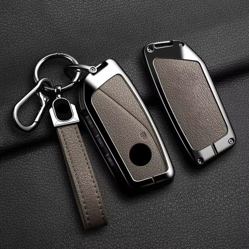 Zinc Alloy for BMW X1 IX XM X5 X6 X7 I7 2023 2024 Smart Remote Car Key Case Cover Fob Holder Keychain Keyring Accessories