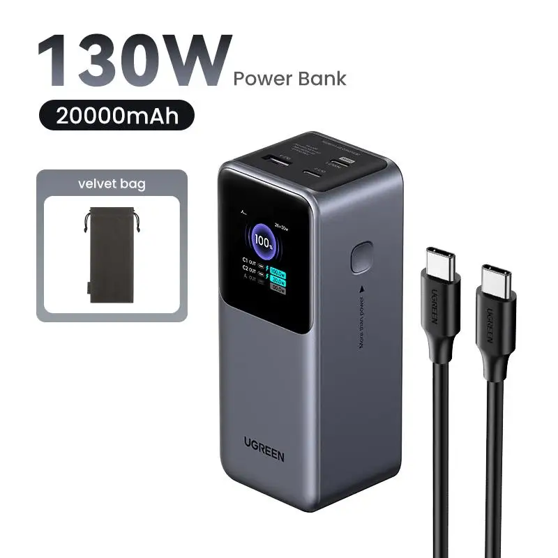 To PD3.0 130W 20000mAh External Battery Power Bank Portable PowerBank for Tablet Samsung Fast Charge PPS