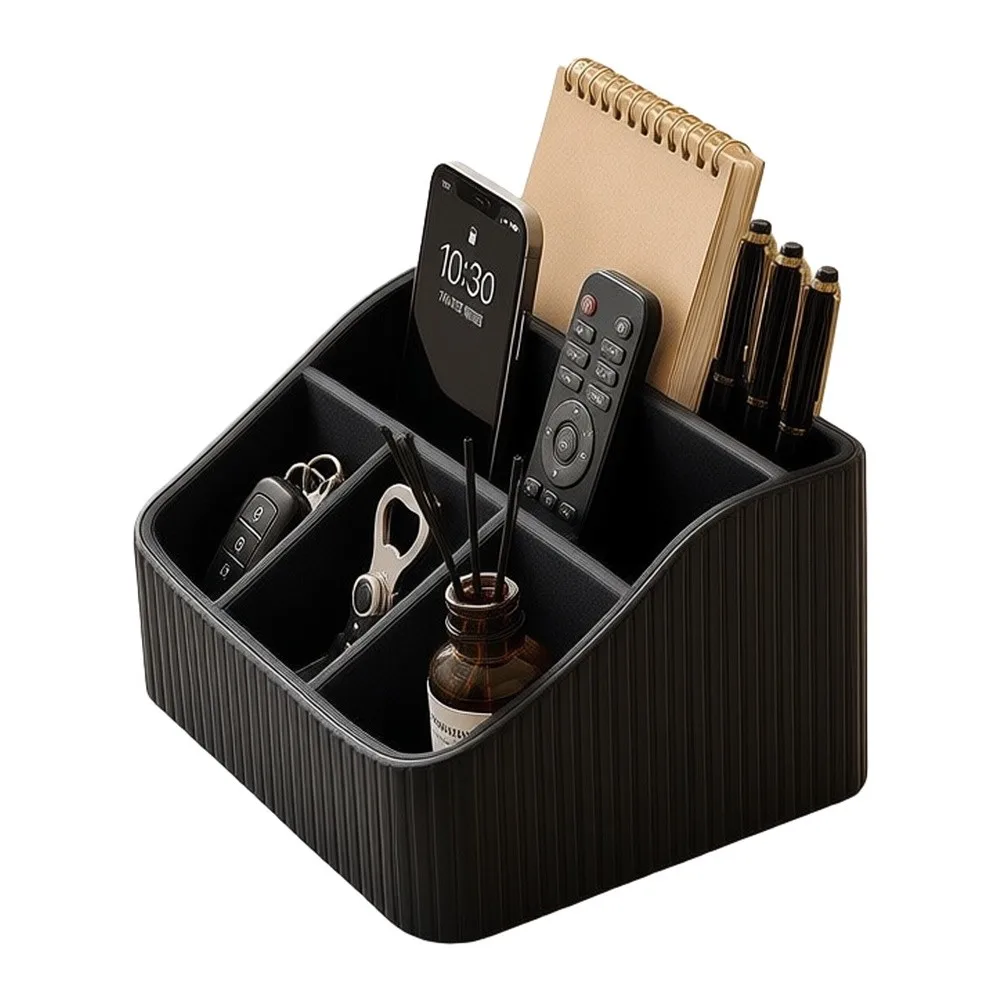 PU Leather Desktop Storage Box for Remote Controls Mail Bills and Office Supplies Living Room Bedroom Workspace