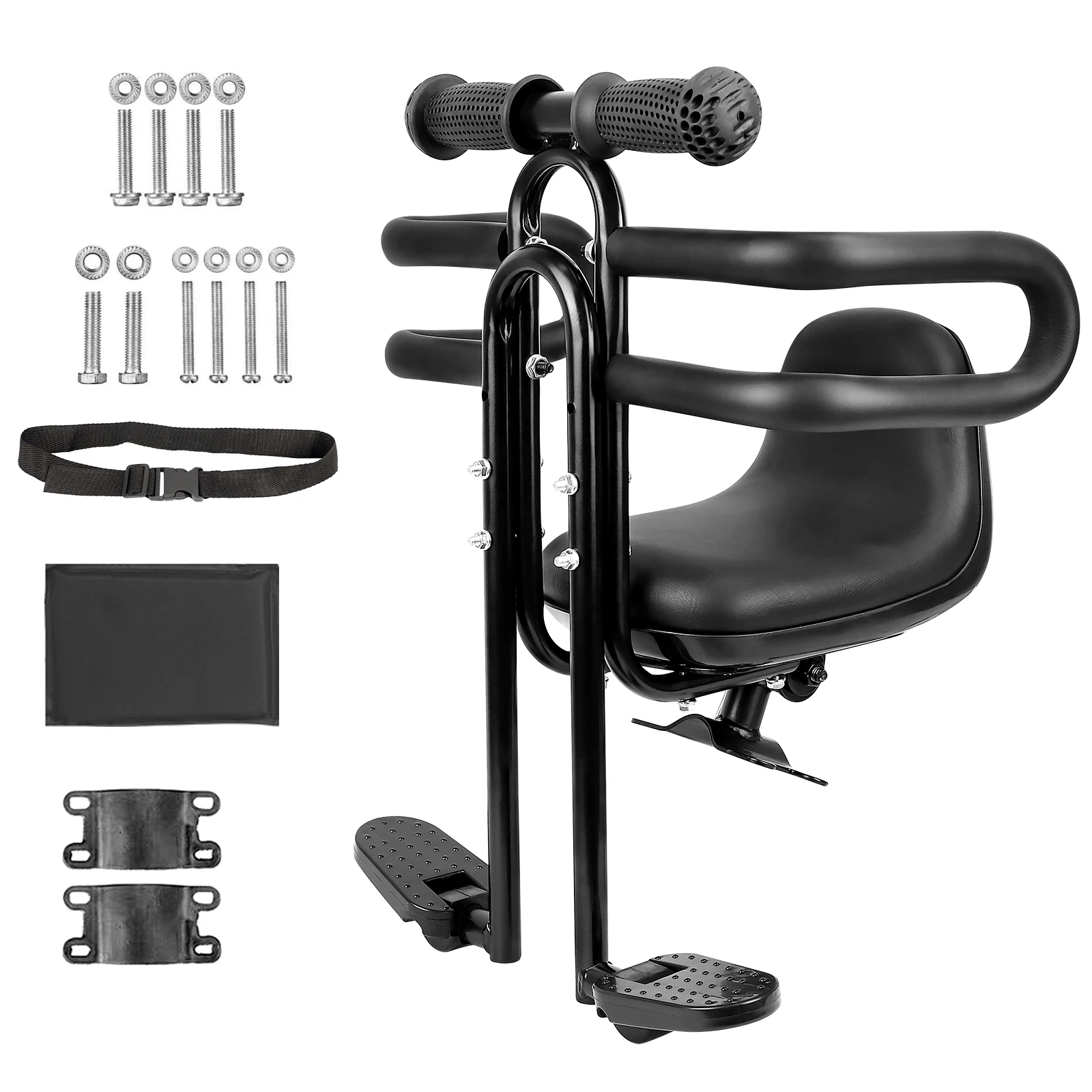 

ZUKKA Adjustable Bike Front Child Seat, Safe Kids Saddle with Guardrail, Non-slip Handrails and Footrest, Universal for Most Bic