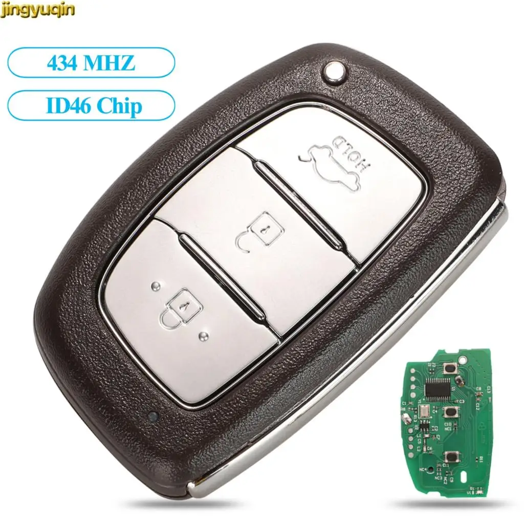 

jingyuqin 3 Кнопка Smart Remote Control Key FSK 434MHz для Hyundai IX35 Verna Elantra PCF7952 / PCF7953 Hitag2 ID46 Chip