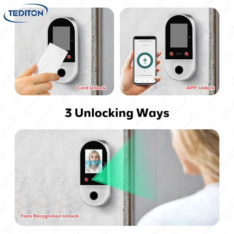 001 Tediton New Attendance Machine Tuya Smart APP Reader Face Recognition Access Control