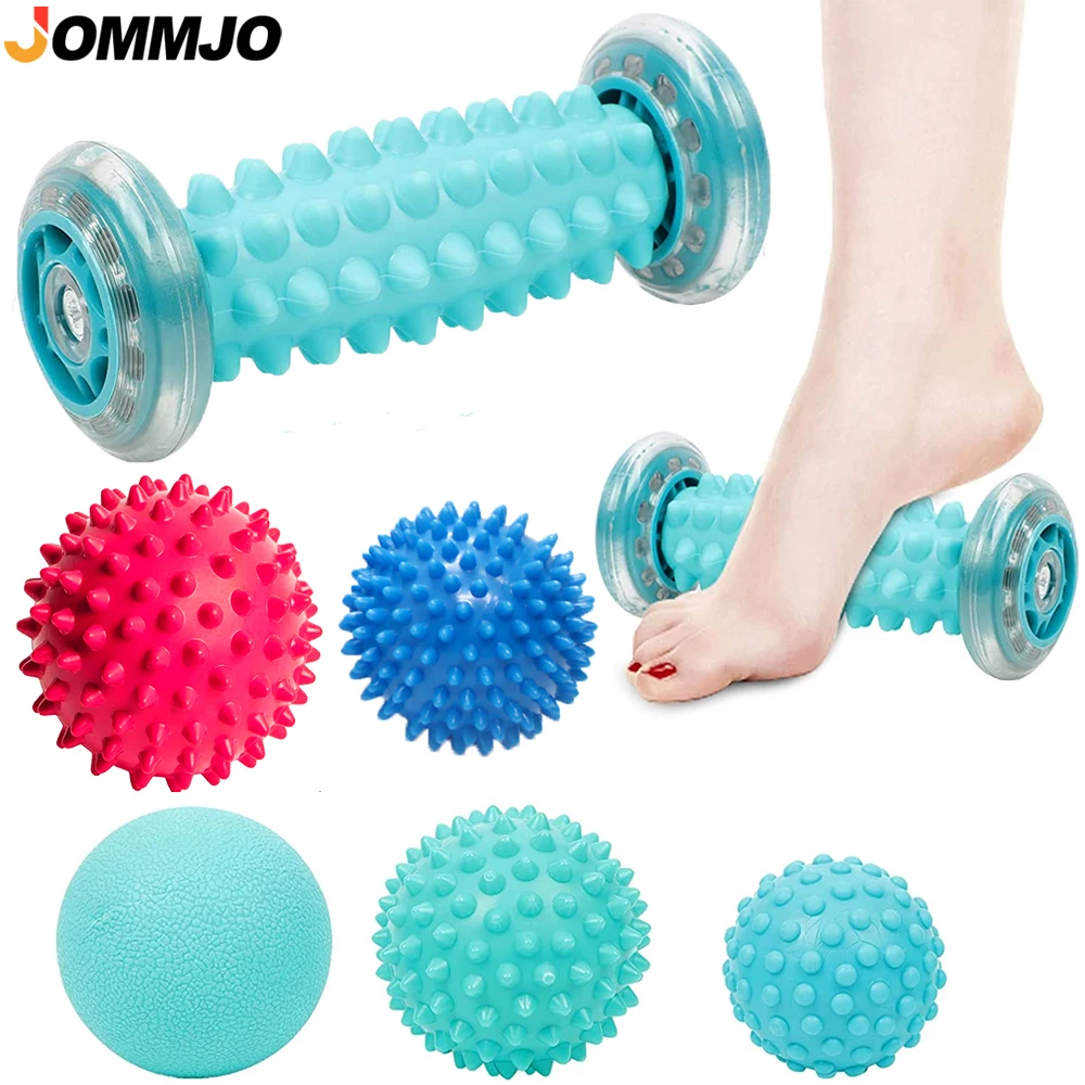 Foot Massage Roller & Spiky Ball Therapy Set, Manual Foot Massager for Plantar Fasciitis, Foot Arch Pain,Trigger Point Therapy