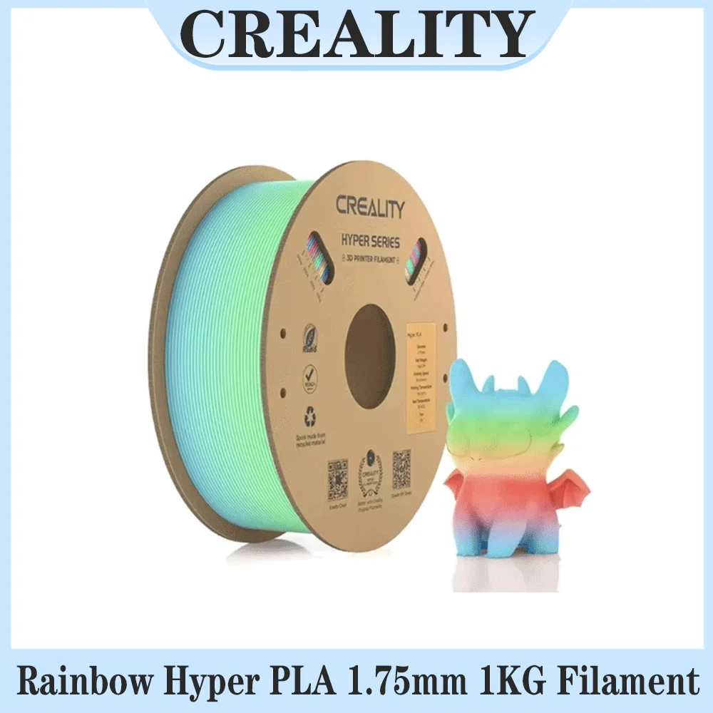 

Creality Hyper PLA Rainbow Filament 1.75mm 1KG Multi-color Gradient High Speed Printing Materials for FDM Pritners