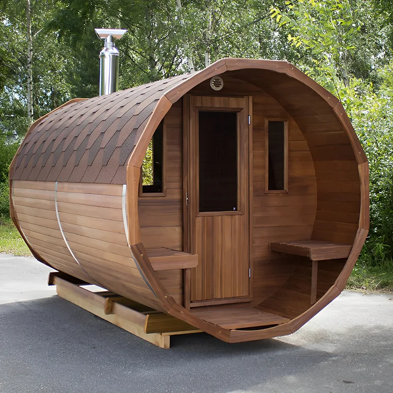 Wholesale supply of red cedar steam sauna room outdoor bucket sauna room panoramic window