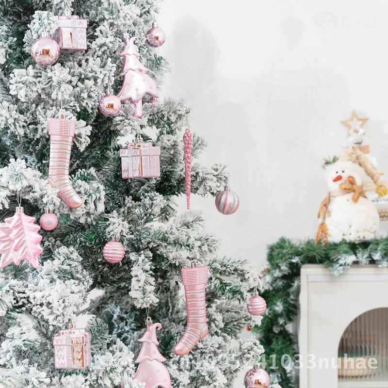 

38Pcs Christmas Tree Decoration Balls Pendant Cross-Border Amazon Best-Selling Pink Red Silver Light Blue Green Gold